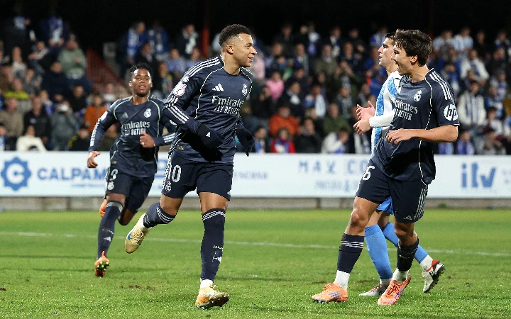 Mbappe double powers Real past Talavera in Copa scare